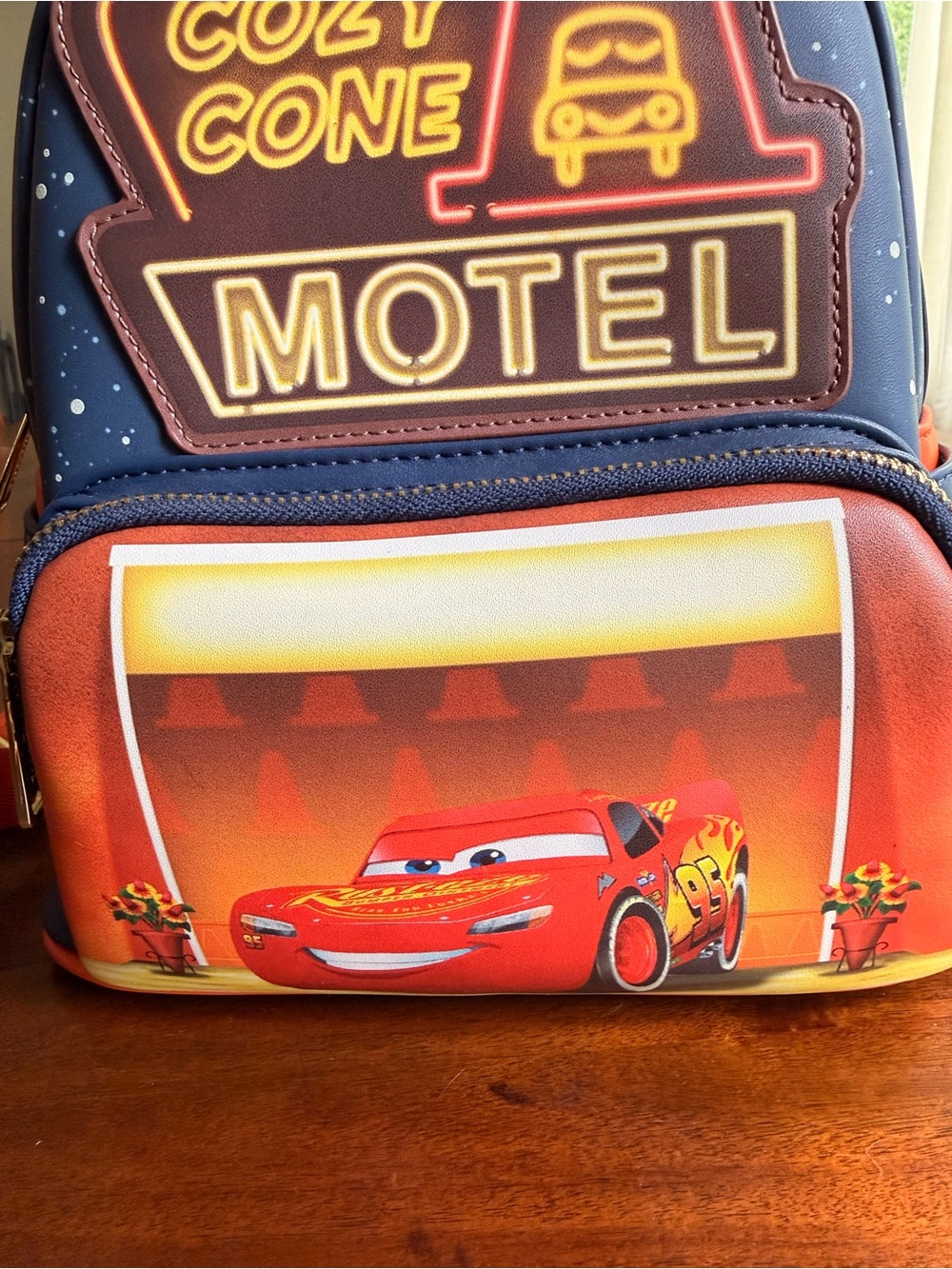 Disney Lightning McQueen Cozy Cone Motel Mini Backpack - Navy & Orange & Red - Picture 4 of 8